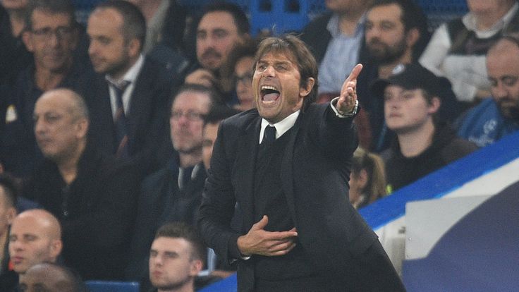 Chelsea's Italian head coach Antonio Conte gestures during a UEFA Champions league group stage football match between Chelsea and Roma at Stamford Bridge i