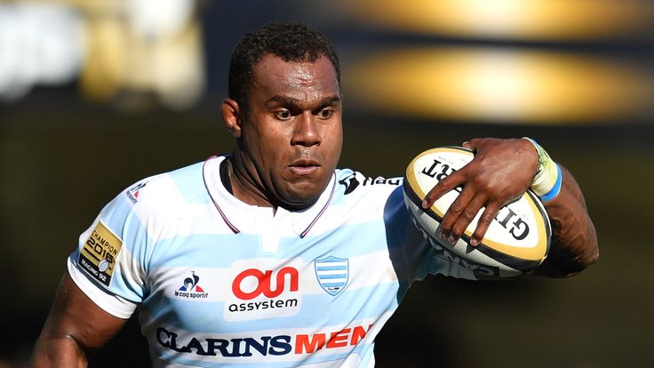 Racing 92's Fijian lock Leone Nakarawa runs with the ball during the French Top 14 Rugby union match between Montpellier and Racing 92 on May 20, 2017 at t