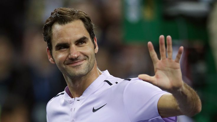 Roger Federer of Switzerland celebrates after winning the Men's singles mach second round against Diego Schwartzman