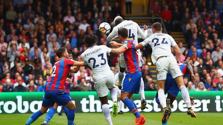 LONDON, ENGLAND - OCTOBER 14: Tiemoue Bakayoko of Chelsea scores his sides first goal during the Premier League match between Crystal Palace and Chelsea at