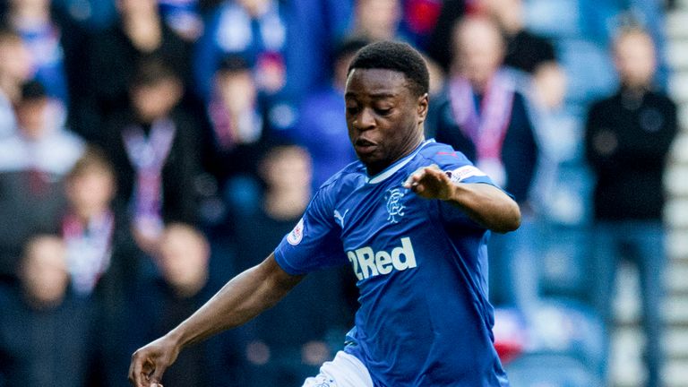 Aaron Nemane on his debut for Rangers as a second half substitute against Dundee