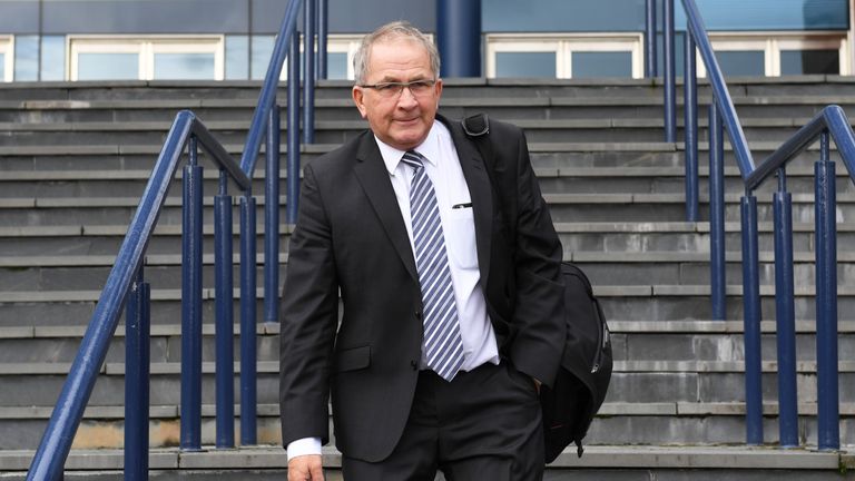 SFA president Alan McRae leaves Hampden after the decision was taken for Gordon Strachan's contract to end with immediate effect