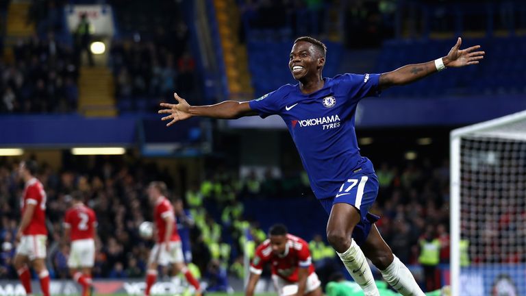 SEPTEMBER 2017:  Charly Musonda of Chelsea celebrates after scoring during the Carabao Cup Third Round match against Nottingham Forest