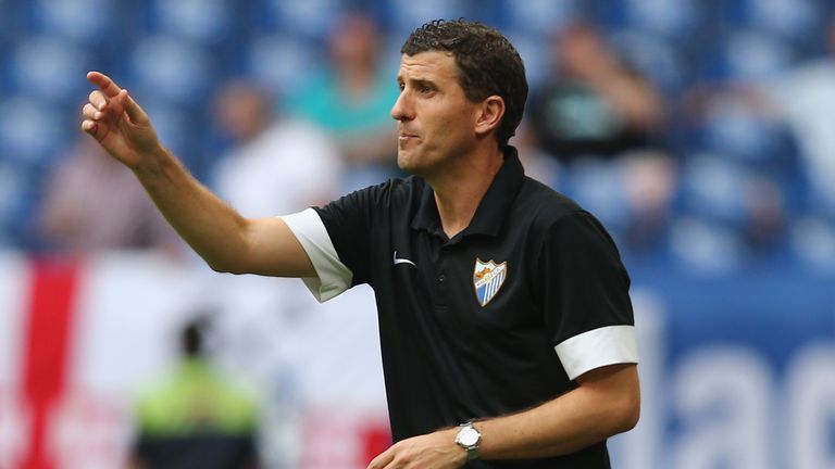 Malaga manager Javi Gracia during a friendly match against West Ham United as part of the Schalke 04 Cup Day at Veltins-Arena on August 3, 2014