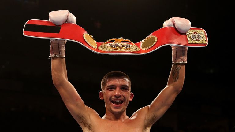 LONDON, ENGLAND - MAY 30:  Lee Selby of Wales celebrates with the IBF Featherweight World Championship belt after defeating Evgeny Gradovich during the IBF