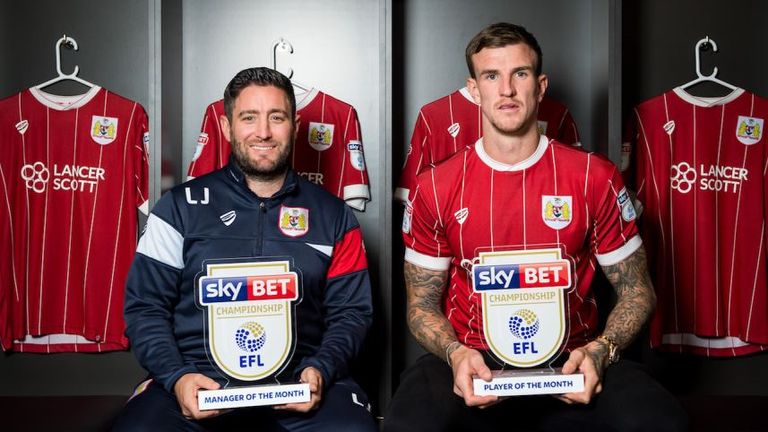 Bristol City pair Lee Johnson and Aden Flint won the Championship monthly awards