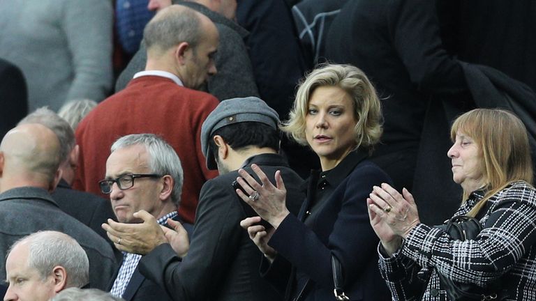 Businesswoman Amanda Staveley in the stands during the Premier League match at St James' Park, Newcastle