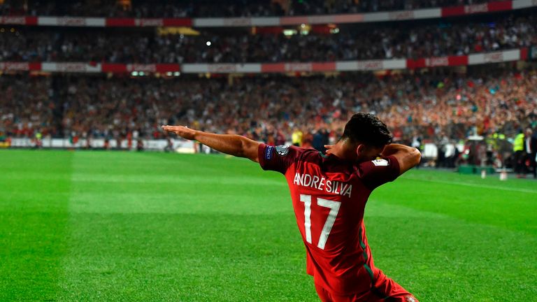 Andre Silva reacts after putting Portugal 2-0 up against Switzerland