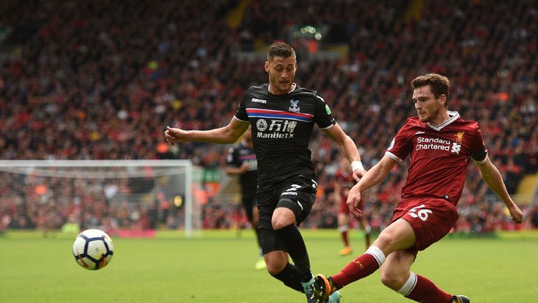 Andy Robertson in action for Liverpool against Crystal Palace