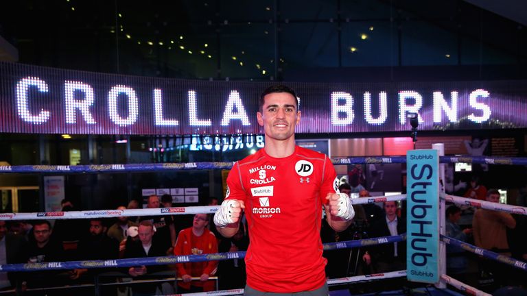Anthony Crolla poses after a training session ahead of his fight against Ricky Burns during a media work out