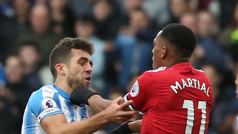 Anthony Martial lets his frustration boil over against Huddersfield