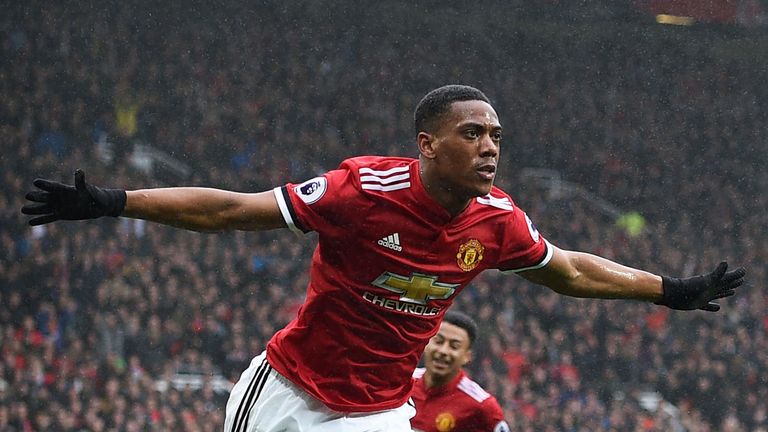 Anthony Martial celebrates after scoring