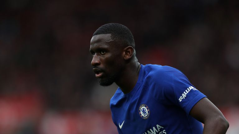 STOKE ON TRENT, ENGLAND - SEPTEMBER 23: Antonio Rudiger of Chelsea in action during the Premier League match between Stoke City and Chelsea at Bet365 Stadi