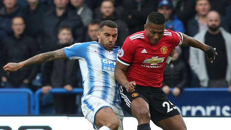 Antonio Valencia during the Premier League match between Huddersfield Town and Manchester United at John Smith's Stadium on October 21, 2017