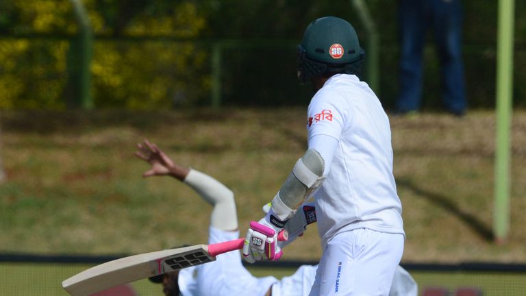 BLOEMFONTEIN, SOUTH AFRICA - OCTOBER 07: Mushfiqur Rahim of Bangladesh looks on as Temba Bavuma of the Proteas takes the catch during day 2 of the 2nd Sunf