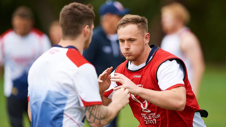 Ben Currie gets stuck into England training