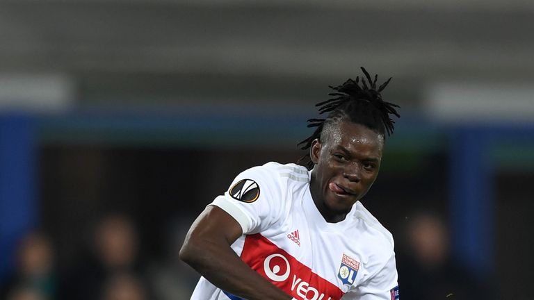 LIVERPOOL, ENGLAND - OCTOBER 19:  Bertrand Traore of Lyon during the UEFA Europa League group E match between Everton FC and Olympique Lyon at Goodison Par