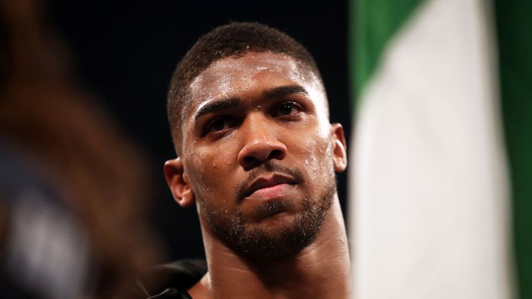 Anthony Joshua before before his World Heavyweight Title bout against Carlos Takam at the Principality Stadium