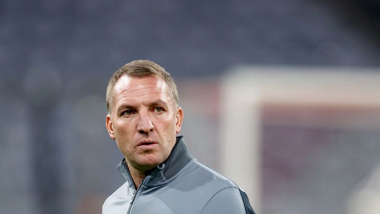 Celtic manager Brendan Rodgers at the Allianz Arena, Bayern Munich