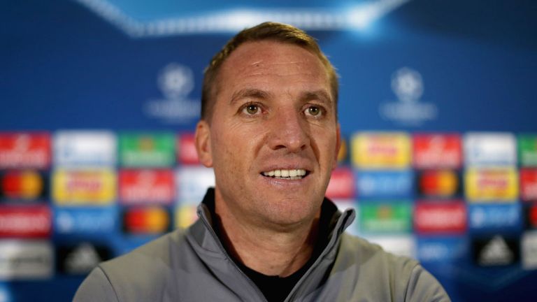 Brendan Rodgers manager of Celtic speaks to the media ahead of Champions League Group B Parkhead return against Bayern Munich