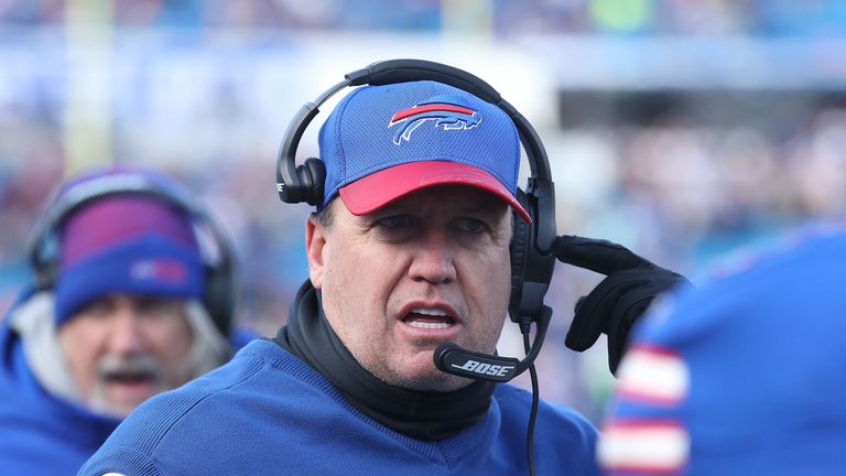 ORCHARD PARK, NY - DECEMBER 18:  Head coach Rex Ryan of the Buffalo Bills works the sidelines against the Cleveland Browns during the first half at New Era