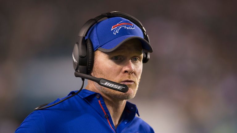 PHILADELPHIA, PA - AUGUST 17: Head coach Sean McDermott of the Buffalo Bills looks on in the fourth quarter  of the preseason game against the Philadelphia