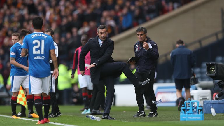 Caixinha cut a frustrated figure in the defeat to Motherwell and was later sent to the stands