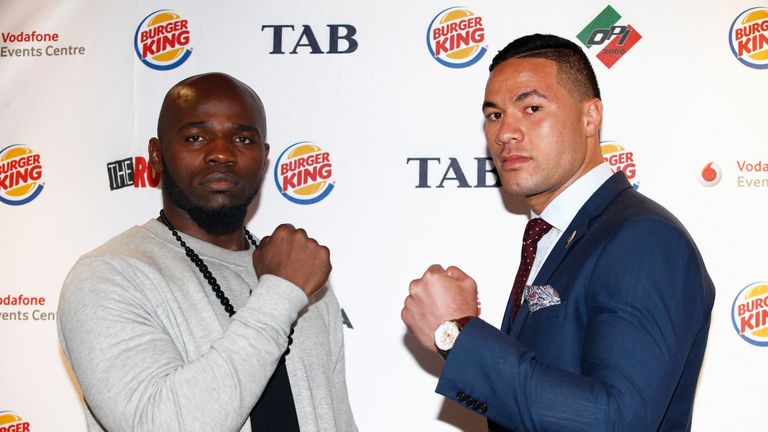 Carlos Takam poses following the Parker v Takam press conference at Burger King in Auckland on May 18, 2016