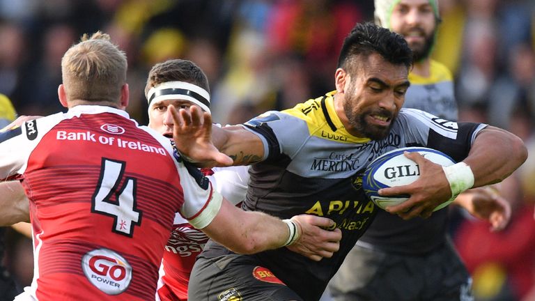 Victor Vito on the attack for La Rochelle against Ulster in Round 2 of the Champions Cup 