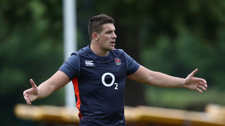 Charlie Ewels looks on during the England training session