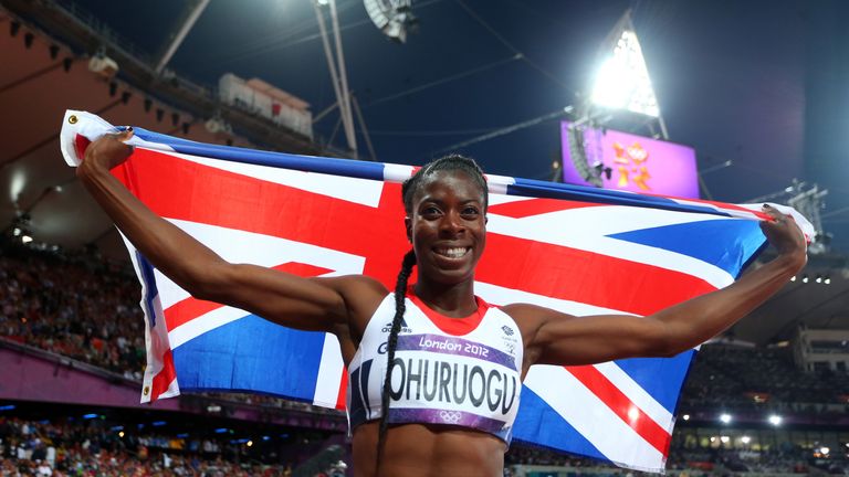 Christine Ohuruogu celebrates winning silver in the Women's 400m Final at the London 2012 Olympic Games