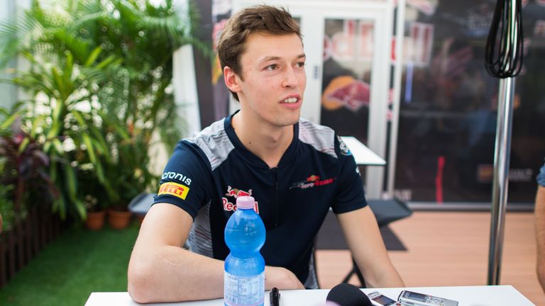 SINGAPORE - SEPTEMBER 14:  Daniil Kvyat of Scuderia Toro Rosso and Russia during previews ahead of the Formula One Grand Prix of Singapore at Marina Bay St