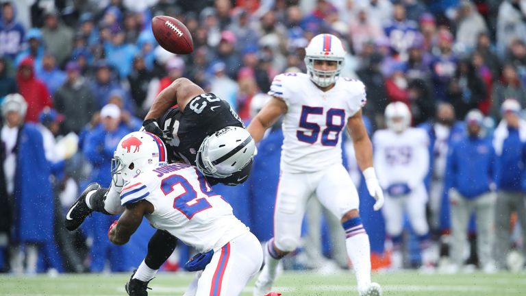 DeAndre Washington fumbles the ball as the Bills dominate at home again