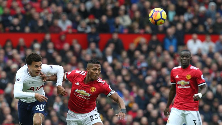 during the Premier League match between Manchester United and Tottenham Hotspur at Old Trafford on October 28, 2017 in Manchester, England.