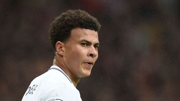 Tottenham Hotspur's English midfielder Dele Alli looks on during the English Premier League football match between Manchester United and Tottenham Hotspur 