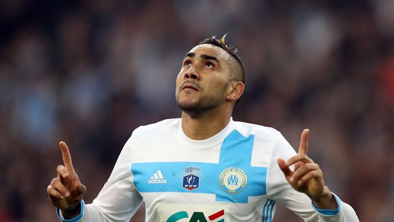 Olympique de Marseille's French forward Dimitri Payet  celebrates after scoring during the French Cup football match between Marseille (OM) and Monaco (ASM