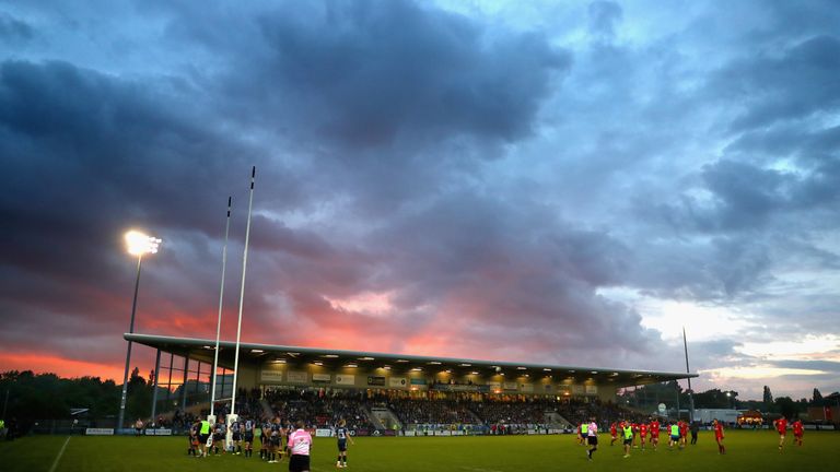 A general view during the Greene King IPA Championship play off final, first leg match between Doncaster Knights and Bristol 2016