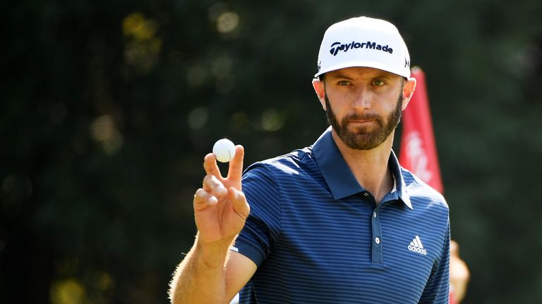 SHANGHAI, CHINA - OCTOBER 28:  Dustin Johnson of the United States reacts on the seventh green during the third round of the WGC - HSBC Champions at Shesha
