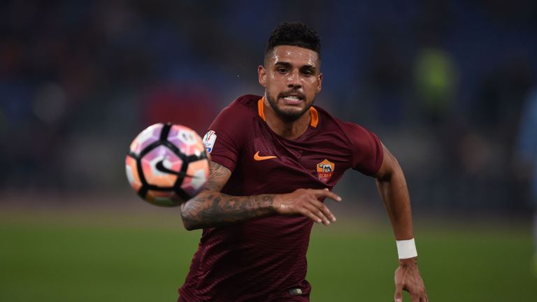 Roma's defender from Brazil Emerson Palmieri runs for the ball during the Italian Tim Cup second leg semi-final football match AS Roma vs Lazio on April 4,