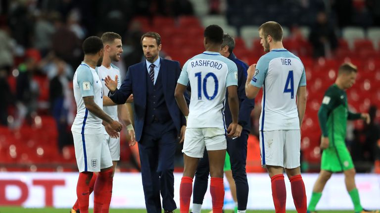 England manager Gareth Southgate after the final whistle during the 2018 FIFA World Cup Qualifying, Group F match at Wembley Stadium, London.