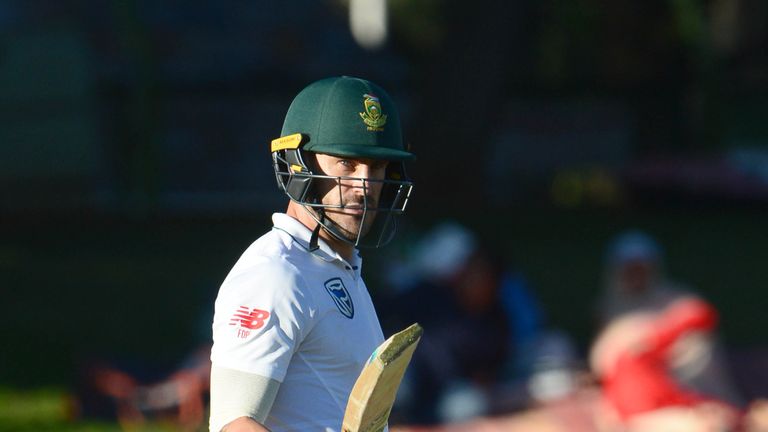 BLOEMFONTEIN, SOUTH AFRICA - OCTOBER 06: Faf du Plessis of the Proteas celebrates his 50 runs during day 1 of the 2nd Sunfoil Test match between South Afri
