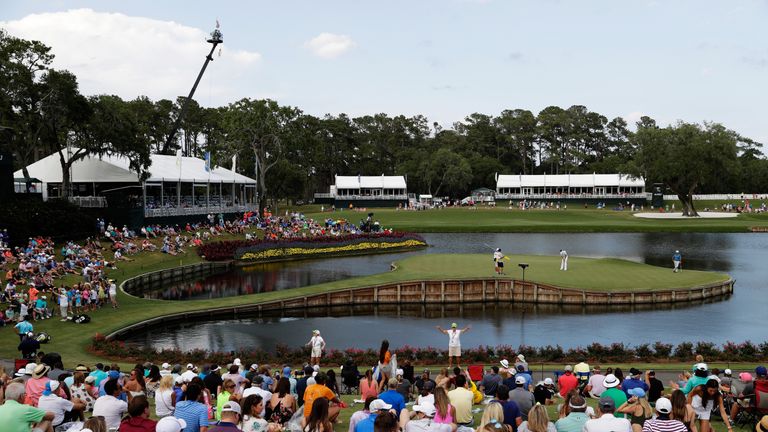 PONTE VEDRA BEACH, FL - MAY 13:  A general view as Ian Poulter of England putts on the 17th green during the third round of THE PLAYERS Championship at the