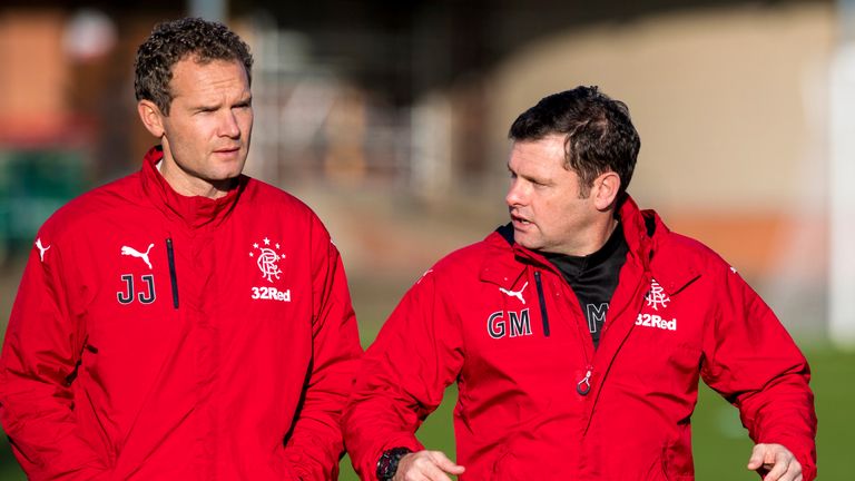 Interim Rangers manager Graeme Murty (right) with Jonatan Johansson