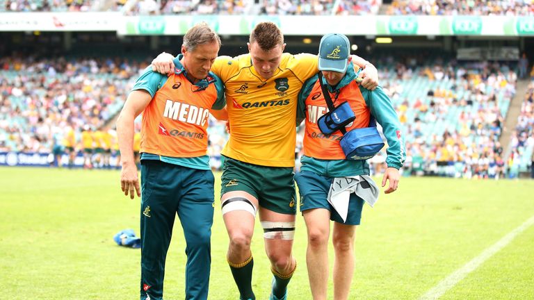 Jack Dempsey suffered an apparent hamstring injury in Australia's win over the Barbarians