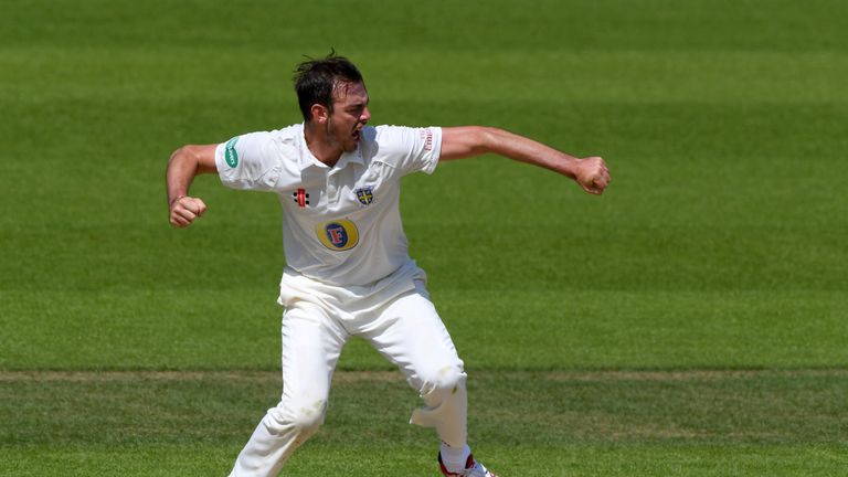 BIRMINGHAM, ENGLAND - MAY 24:  Durham bowler James Weighell celebrates after dismissing Warwickshire batsman Ian Bell during day three of the Specsavers