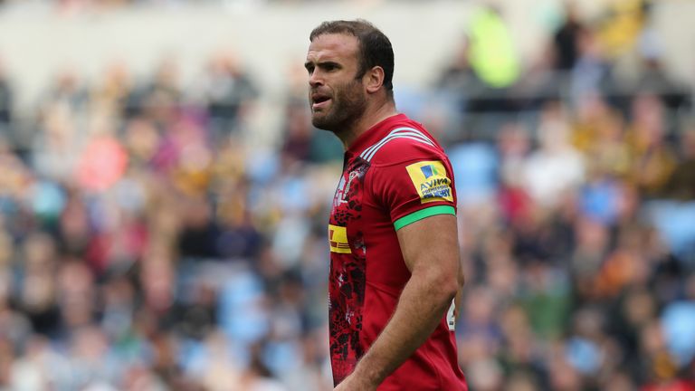 COVENTRY, ENGLAND - SEPTEMBER 17:  Jamie Roberts of Harlequins looks on during the Aviva Premiership match between Wasps and Harlequins at The Ricoh Arena