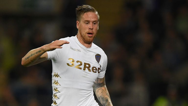 CARDIFF, WALES - SEPTEMBER 26:  Leeds player Pontus Jansson in action during the Sky Bet Championship match between Cardiff City and Leeds United at Cardif