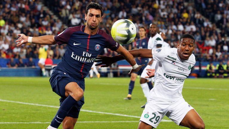 Javier Pastore in action during Ligue 1 match between Paris Saint Germain and Saint Etienne