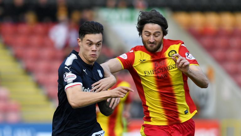 Dundee's Jesse Curran (left) and Adam Barton of Partick Thistle in action.