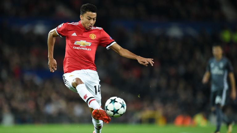 Manchester United's English midfielder Jesse Lingard controls the ball during the UEFA Champions League Group A football match between Manchester United an